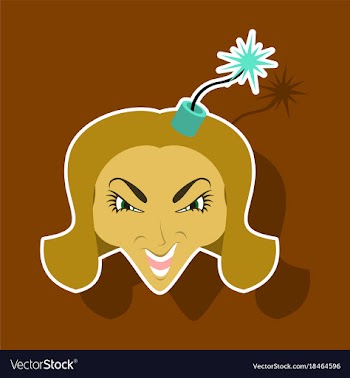 Paper sticker on theme evil women vector image
