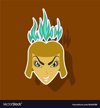 Paper sticker on theme evil women vector image