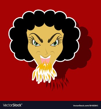Paper sticker on theme evil women vector image