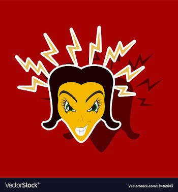 Paper sticker on theme evil women vector image