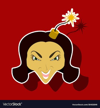 Paper sticker on theme evil women vector image