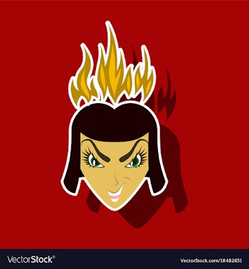 Paper sticker on theme evil women vector image