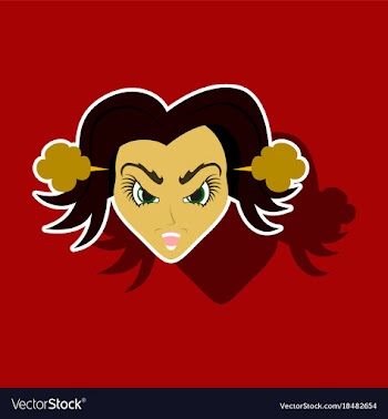 Paper sticker on theme evil women vector image