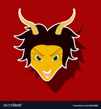 Paper sticker on theme evil women vector image