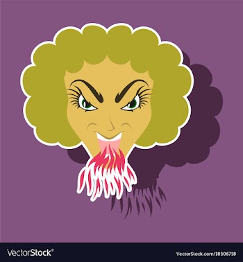 Paper sticker on theme evil women vector image
