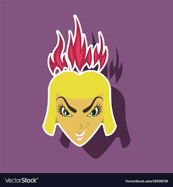 Paper sticker on theme evil women vector image
