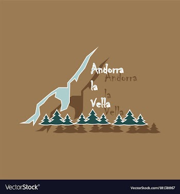 Paper sticker on theme of andorra logo mountains vector image