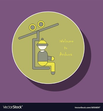 Paper sticker on theme of andorra ski resort logo vector image