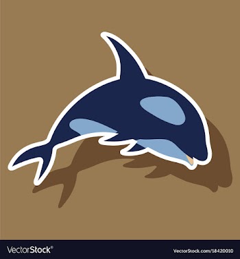 Paper sticker on theme save whales killer whale vector image