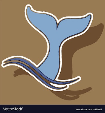Paper sticker on theme save whales tail of a whale vector image