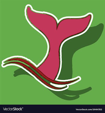 Paper sticker on theme save whales tail of a whale vector image