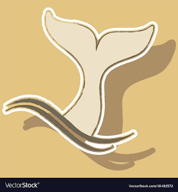 Paper sticker on theme save whales tail of a whale vector image