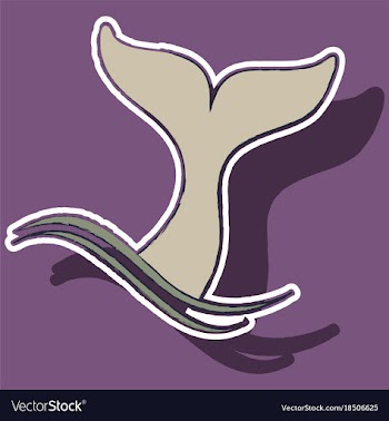 Paper sticker on theme save whales tail of a whale vector image