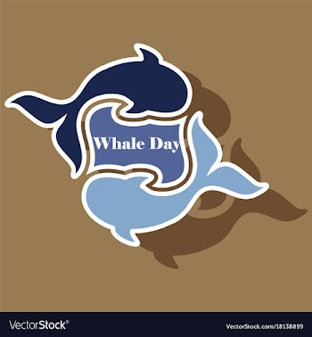 Paper sticker on theme save whales whale family vector image