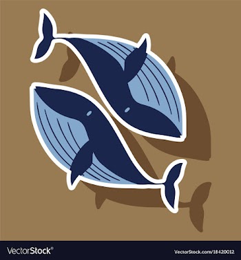 Paper sticker on theme save whales whale family vector image