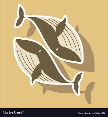 Paper sticker on theme save whales whale family vector image