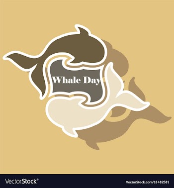Paper sticker on theme save whales whale family vector image