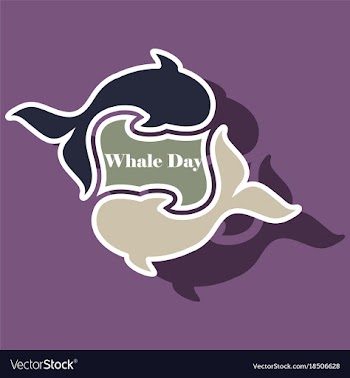 Paper sticker on theme save whales whale family vector image