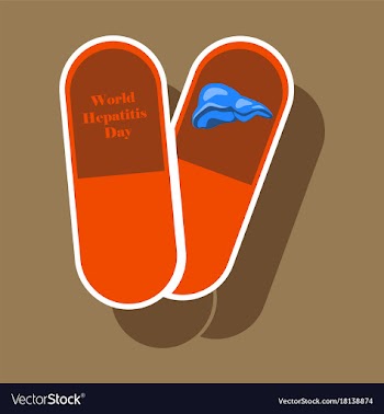 Paper sticker on theme world hepatitis day pills vector image