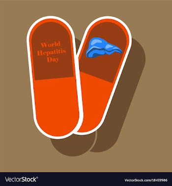 Paper sticker on theme world hepatitis day pills vector image