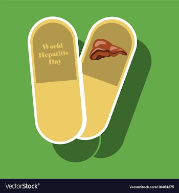 Paper sticker on theme world hepatitis day pills vector image