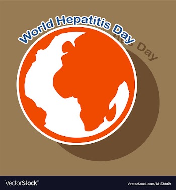 Paper sticker on theme world hepatitis day vector image