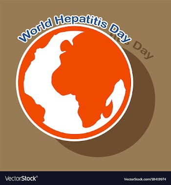 Paper sticker on theme world hepatitis day vector image