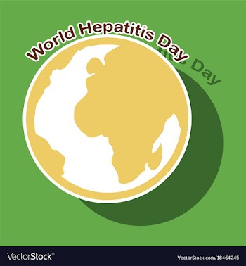 Paper sticker on theme world hepatitis day vector image