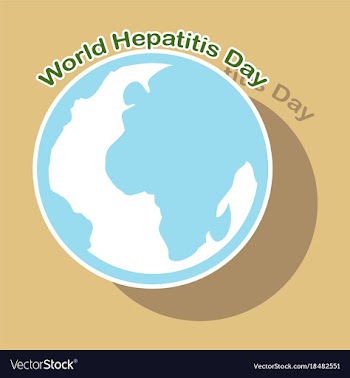 Paper sticker on theme world hepatitis day vector image