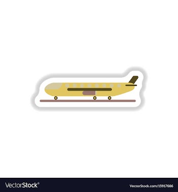 Paper sticker on white background airplane airport vector image