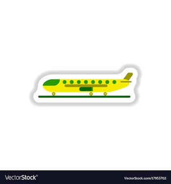 Paper sticker on white background airplane airport vector image