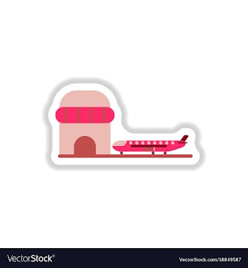 Paper sticker on white background airplane airport vector image
