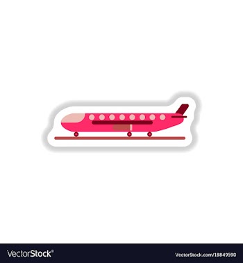 Paper sticker on white background airplane airport vector image