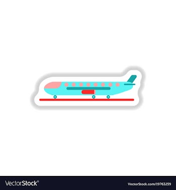 Paper sticker on white background airplane airport vector image