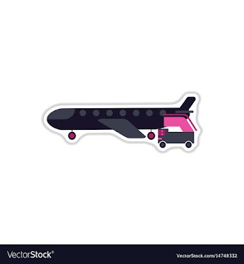 Paper sticker on white background airplane gangway vector image