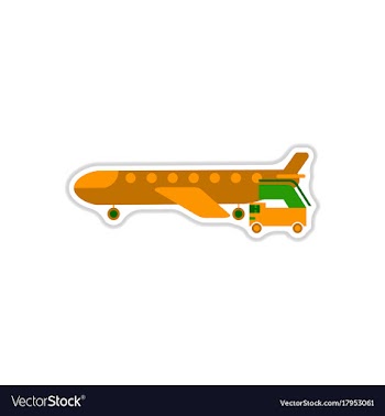 Paper sticker on white background airplane gangway vector image