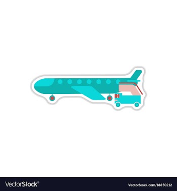 Paper sticker on white background airplane gangway vector image