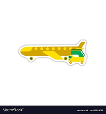 Paper sticker on white background airplane gangway vector image