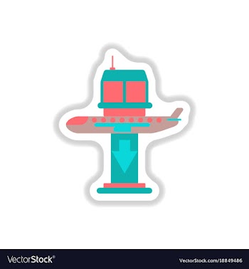 Paper sticker on white background airplane lands vector image