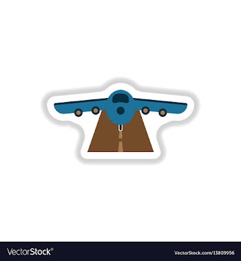 Paper sticker on white background airplane runway vector image