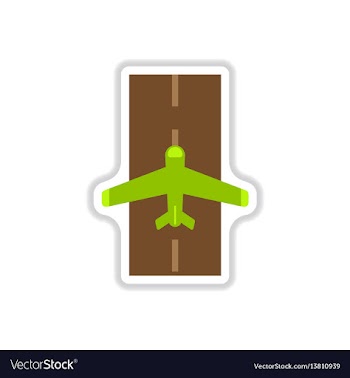 Paper sticker on white background airplane runway vector image