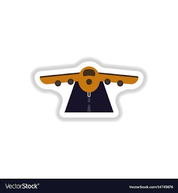 Paper sticker on white background airplane runway vector image