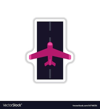 Paper sticker on white background airplane runway vector image