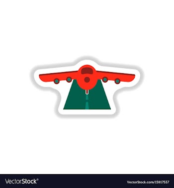 Paper sticker on white background airplane runway vector image