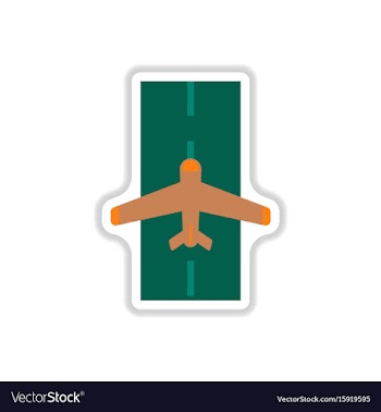 Paper sticker on white background airplane runway vector image