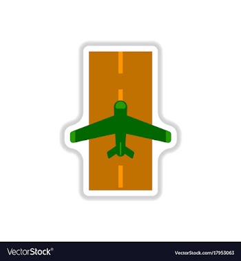 Paper sticker on white background airplane runway vector image