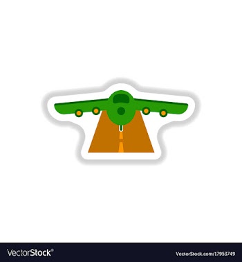 Paper sticker on white background airplane runway vector image
