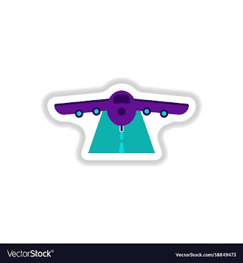 Paper sticker on white background airplane runway vector image