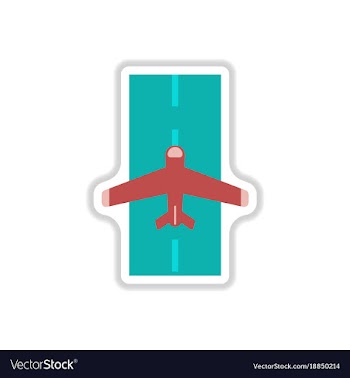 Paper sticker on white background airplane runway vector image