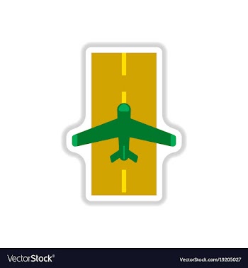 Paper sticker on white background airplane runway vector image
